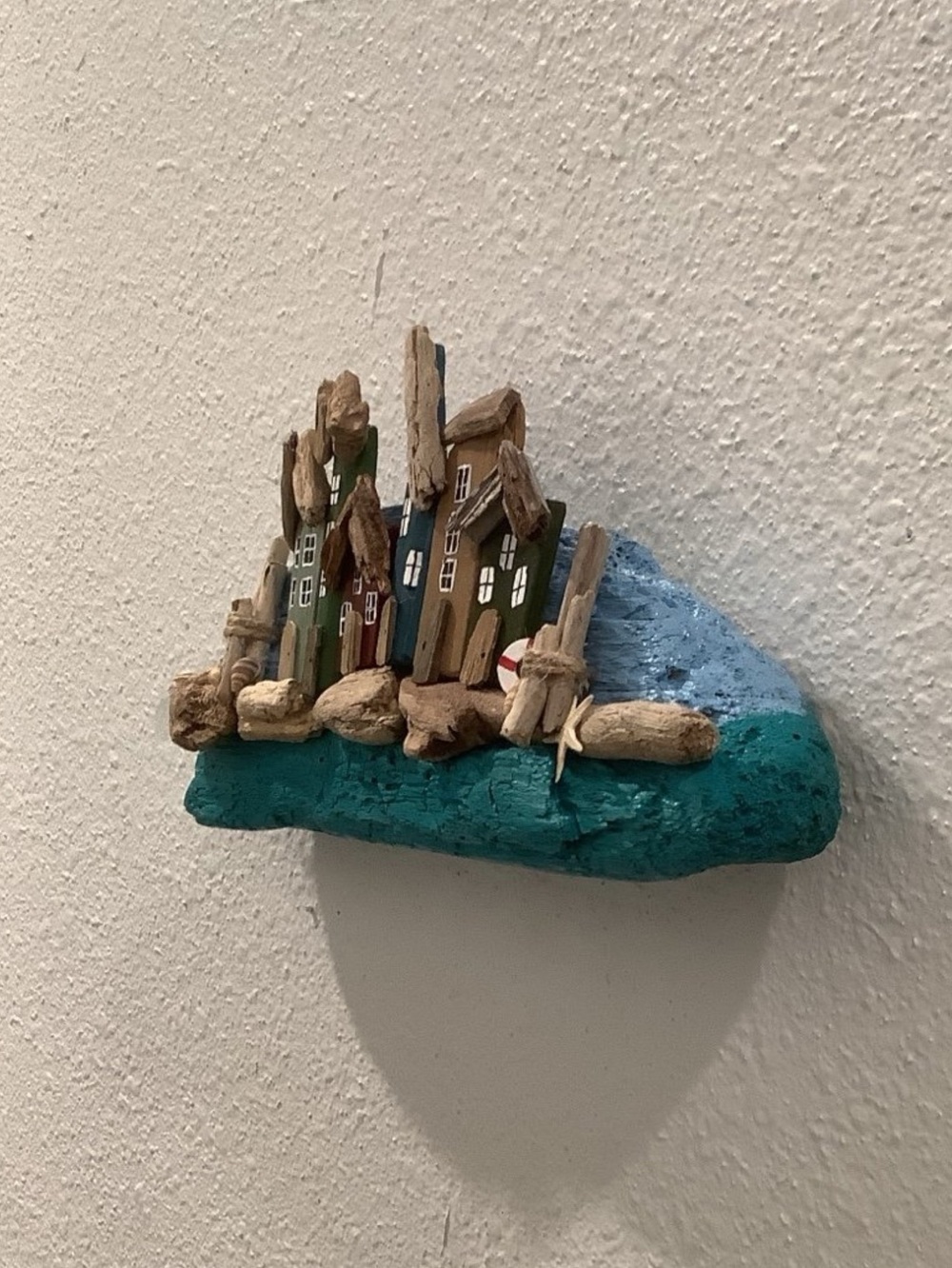 Driftwood Art, Driftwood Fishing Village, Driftwood Coastal Art - Picture 4 of 7
